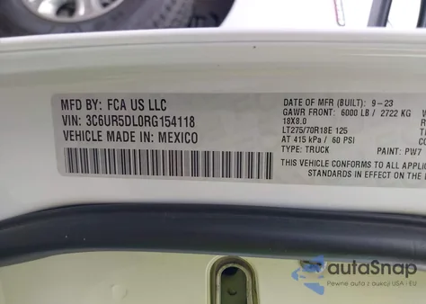 2024 Ram 2500 Big Horn from USA, damaged, VIN 3C6UR5DL0RG154118